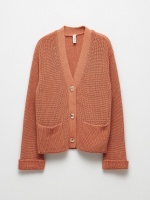 Вязаный кардиган для девочек (коричневый, 152) Sela  фото, kupilegko.ru